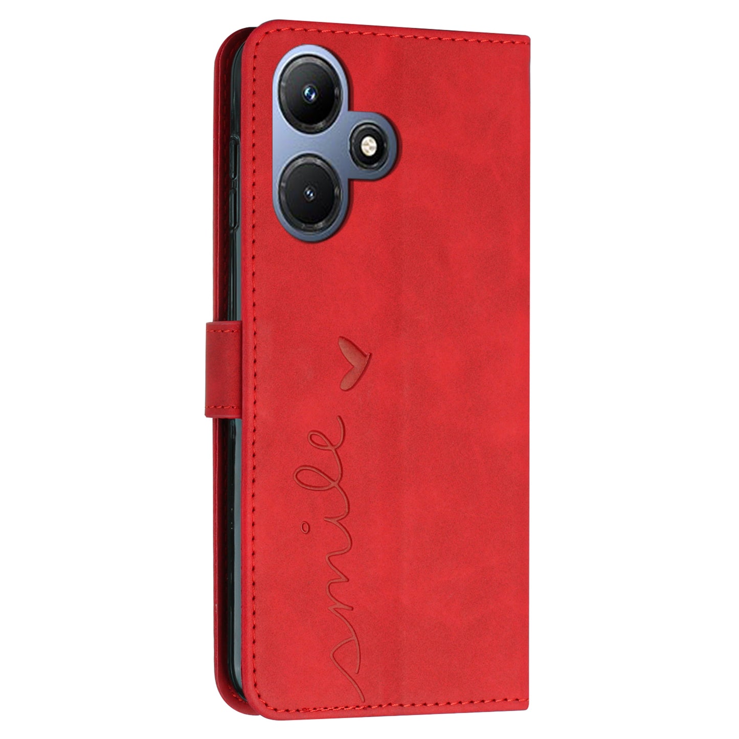 For Infinix Hot 30i Stand Shell Heart Shape Imprinted PU Leather Phone Wallet Case