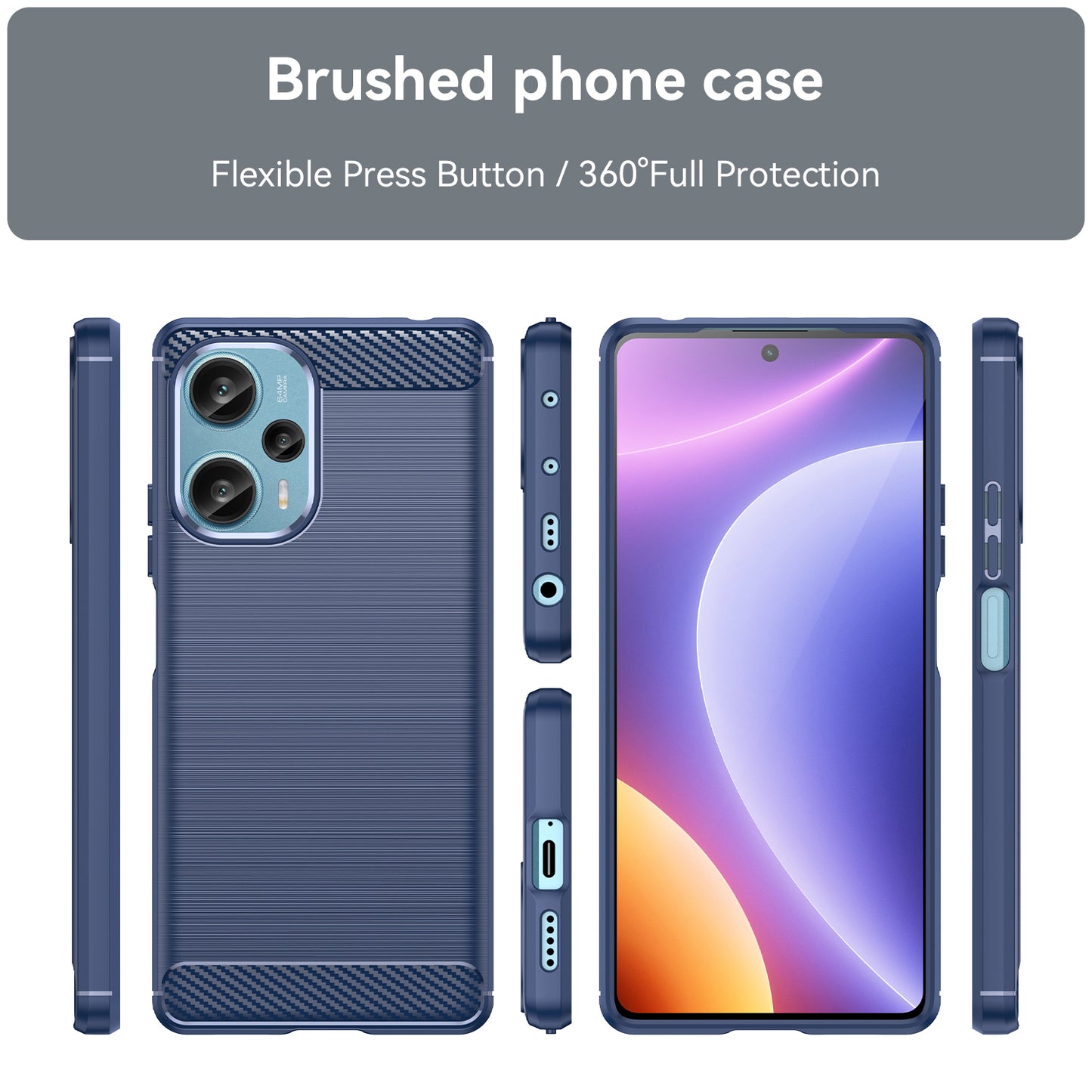 For Xiaomi Redmi Note 12 Turbo / Poco F5 5G Carbon Fiber Texture Brushed Case Phone TPU Cover