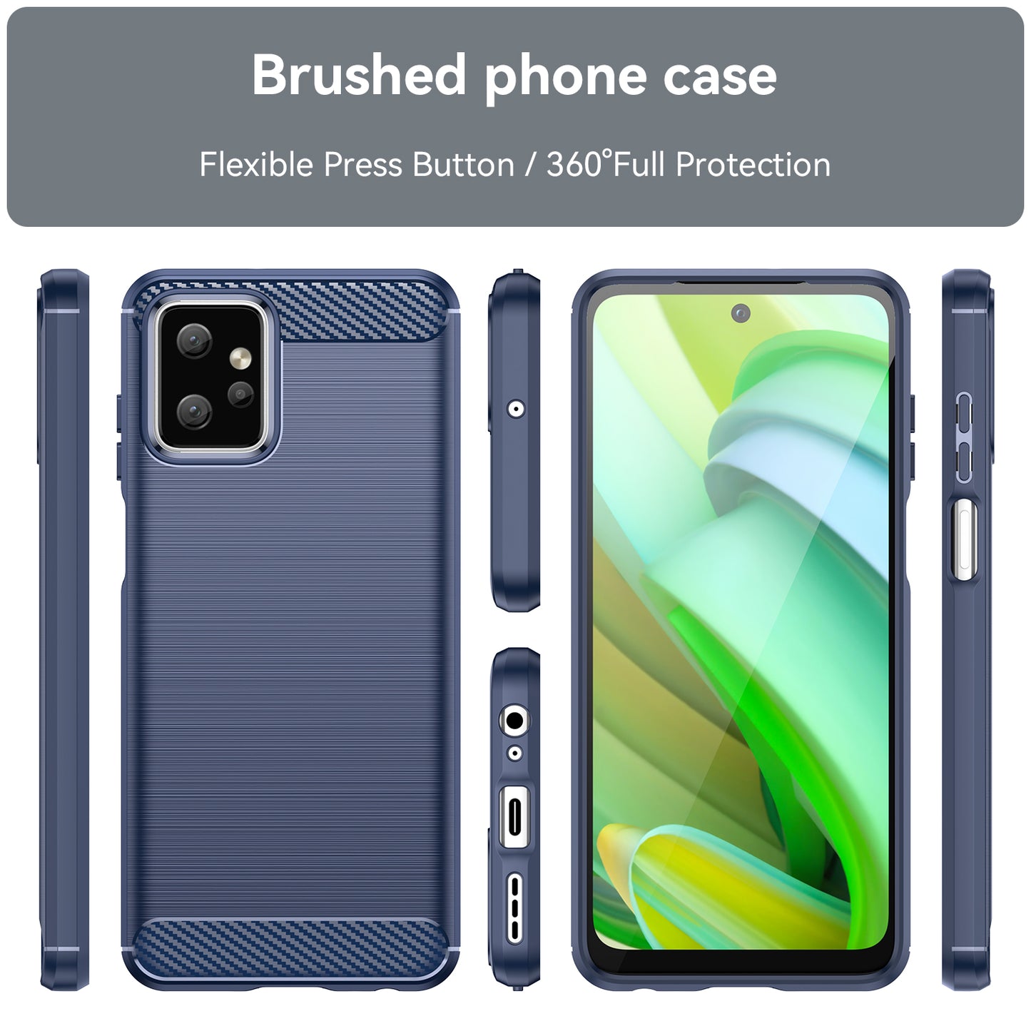 TPU Phone Cover for Motorola Moto G Power 5G Carbon Fiber Texture Brushed Back Protector Case