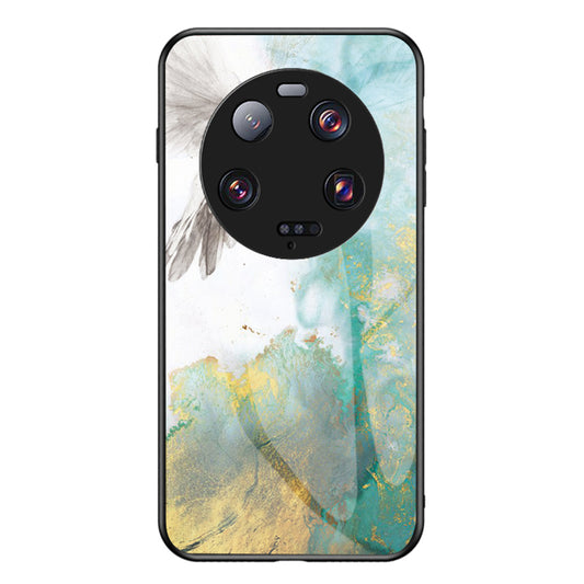 For Xiaomi 13 Ultra Tempered Glass Back Cover PC+TPU Marble Pattern Phone Case