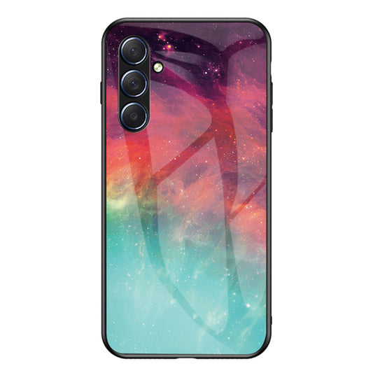 For Samsung Galaxy M54 5G / F54 5G Phone Case Anti-Scratch Pattern Printing PC+TPU+Tempered Glass Phone Cover