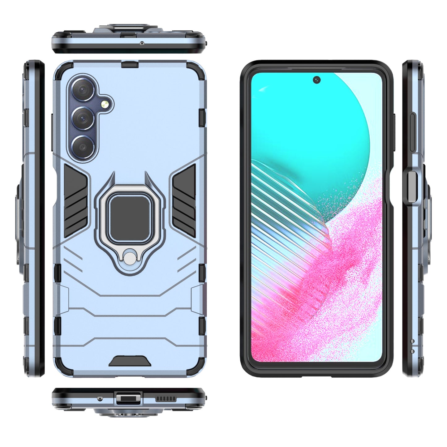 For Samsung Galaxy M54 5G / F54 5G Protective Case with Kickstand Soft TPU Hard PC Rugged Phone Cover