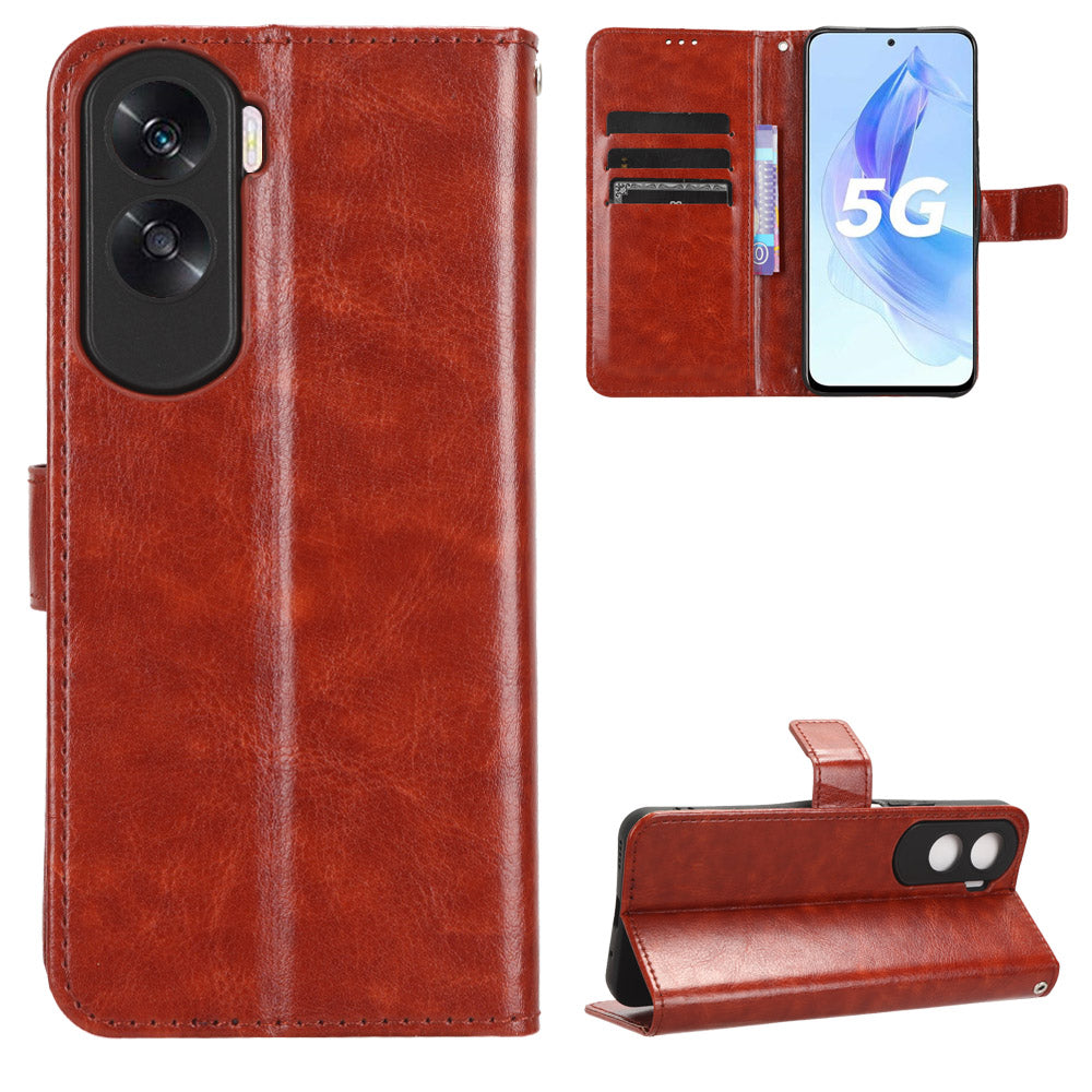 For Honor 90 Lite 5G / X50i 5G Crazy Horse Texture PU Leather Phone Wallet Case Stand Shockproof Cover