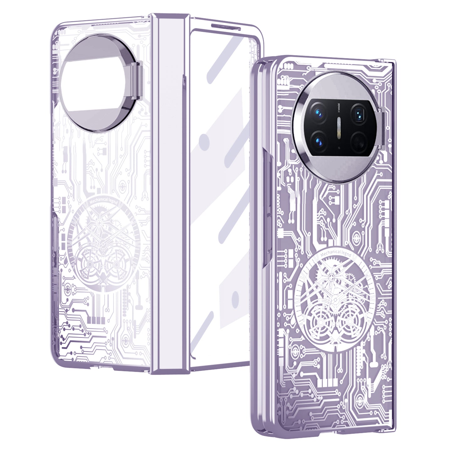 For Huawei Mate X3 5G Mechanical Legend Series Phone Case Electroplating PC Cover with Tempered Glass Film