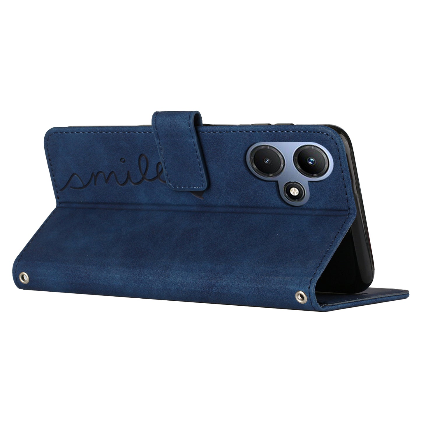 For Infinix Hot 30i Phone Cover Heart Imprint Leather Wallet Stand Phone Case with Shoulder Strap