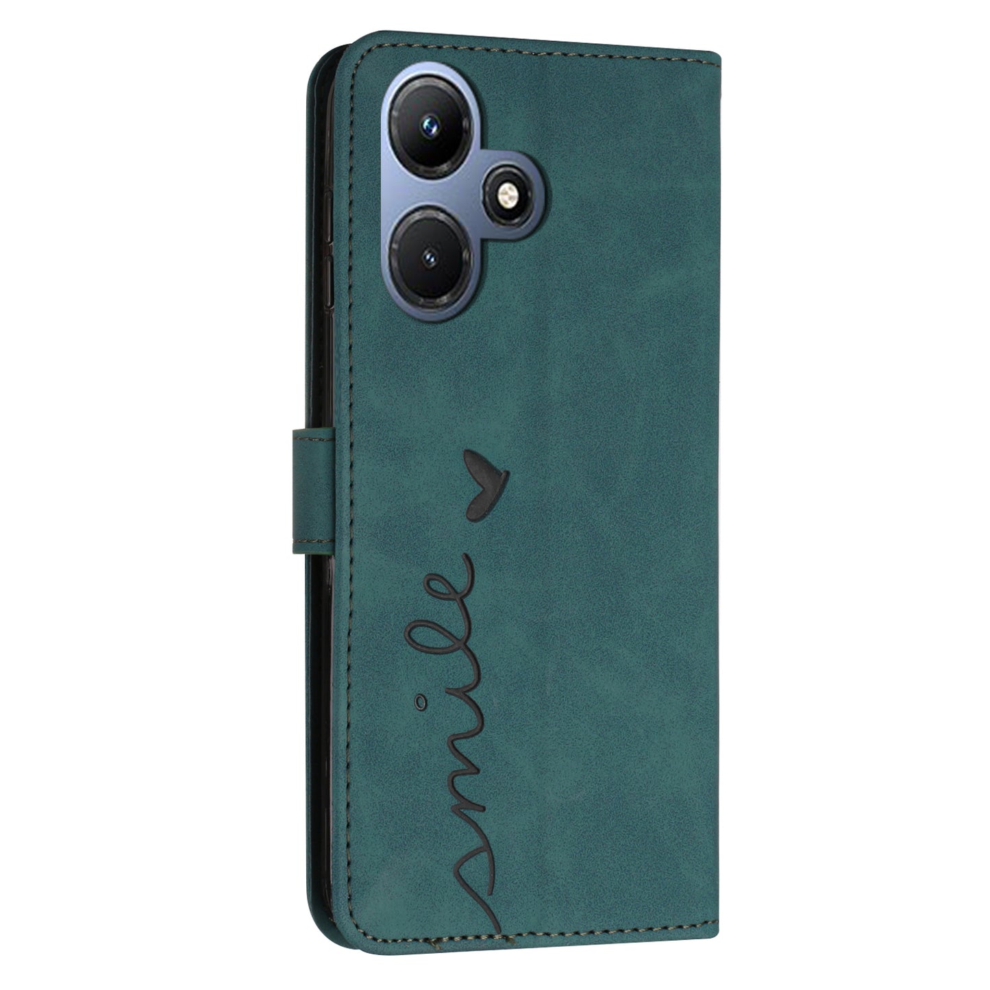 For Infinix Hot 30i Phone Cover Heart Imprint Leather Wallet Stand Phone Case with Shoulder Strap