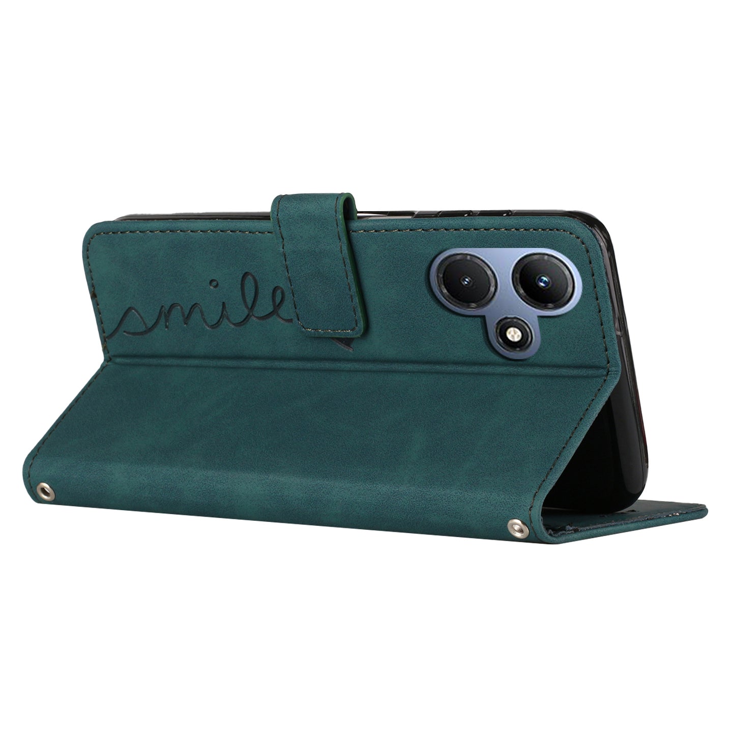 For Infinix Hot 30i Phone Cover Heart Imprint Leather Wallet Stand Phone Case with Shoulder Strap