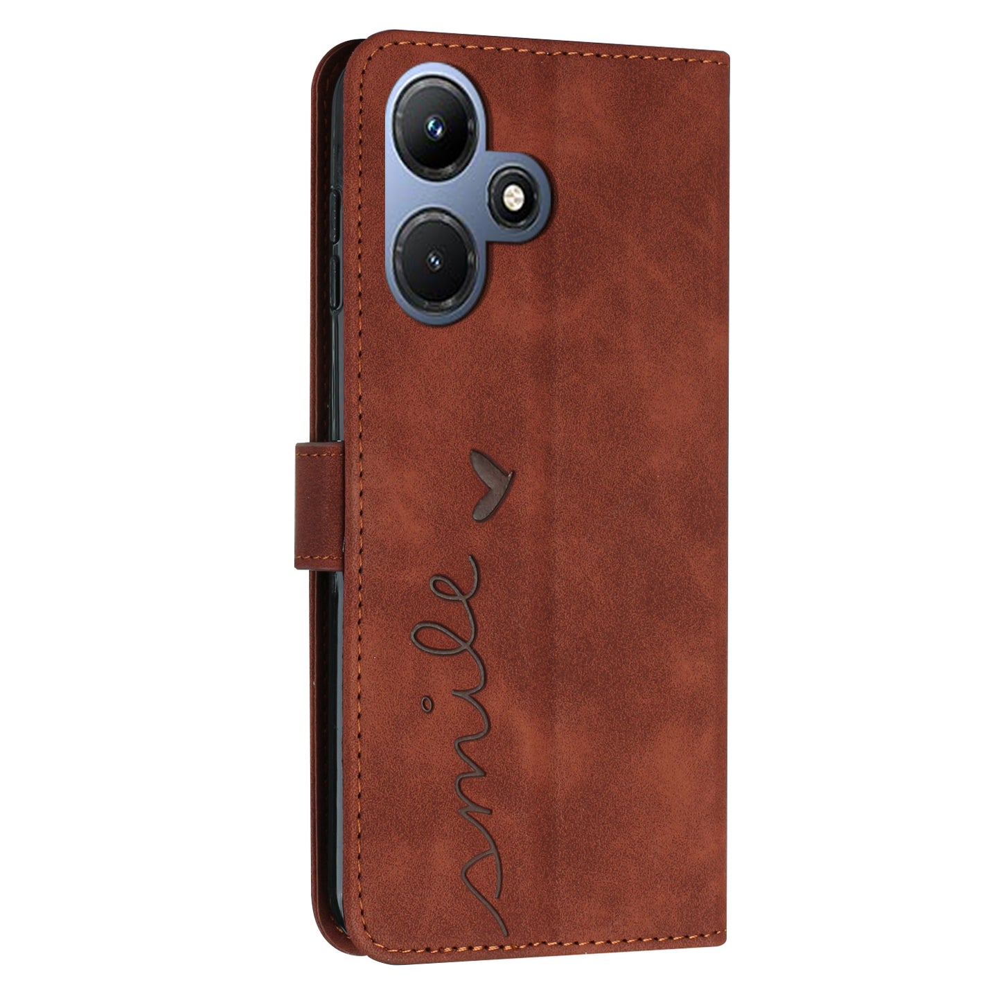 For Infinix Hot 30i Phone Cover Heart Imprint Leather Wallet Stand Phone Case with Shoulder Strap