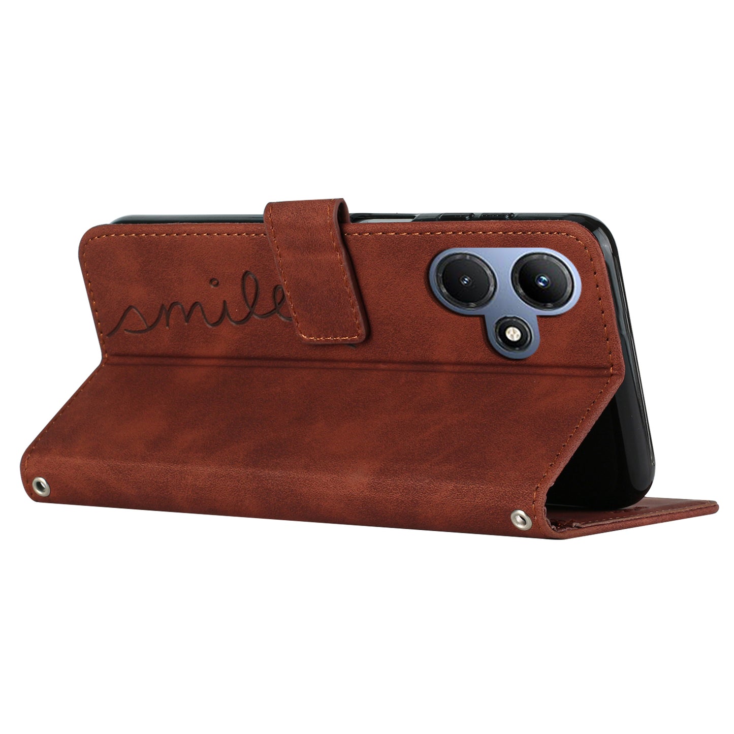 For Infinix Hot 30i Phone Cover Heart Imprint Leather Wallet Stand Phone Case with Shoulder Strap