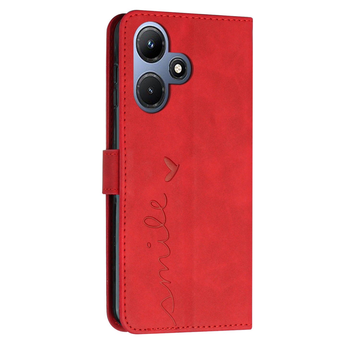 For Infinix Hot 30i Phone Cover Heart Imprint Leather Wallet Stand Phone Case with Shoulder Strap