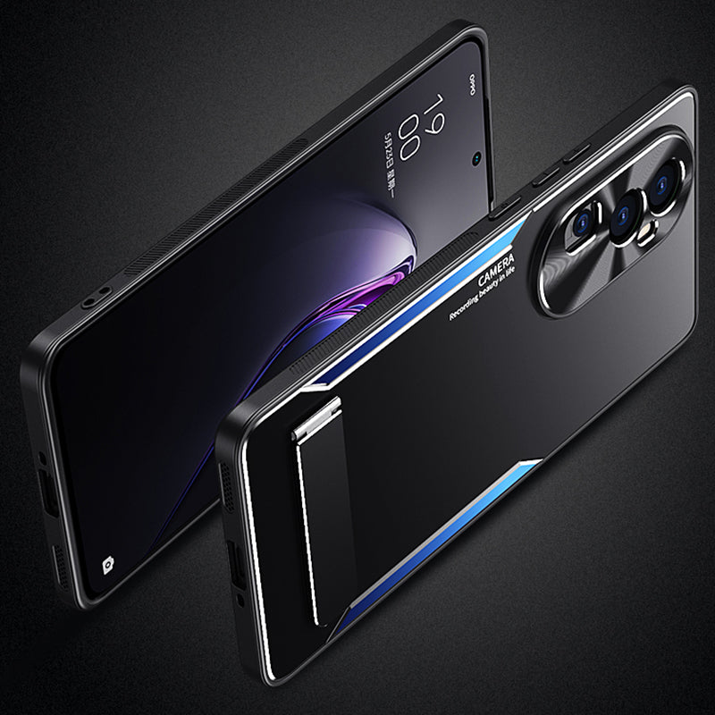For Oppo Reno10 Pro+ 5G TPU + Aluminium Alloy Phone Case Kickstand Shockproof Phone Cover