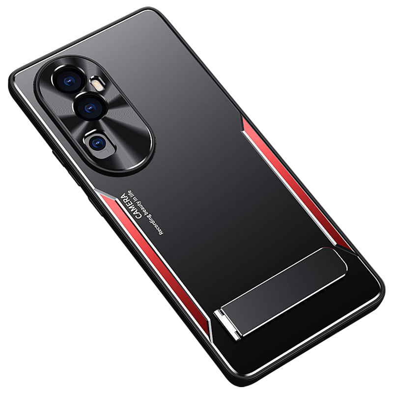 For Oppo Reno10 Pro+ 5G TPU + Aluminium Alloy Phone Case Kickstand Shockproof Phone Cover