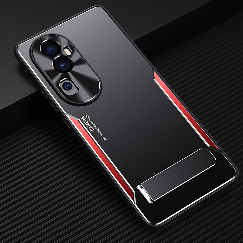 For Oppo Reno10 Pro+ 5G TPU + Aluminium Alloy Phone Case Kickstand Shockproof Phone Cover