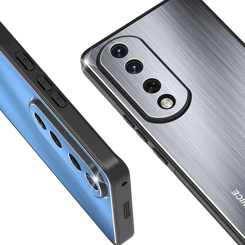 For Honor 90 Pro Kickstand Phone Case Anti-Fall Aluminium Alloy Back TPU Frame Brushed Cover