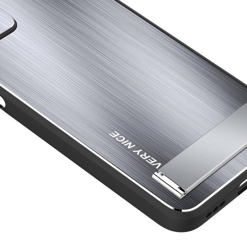 For Honor 90 Pro Kickstand Phone Case Anti-Fall Aluminium Alloy Back TPU Frame Brushed Cover