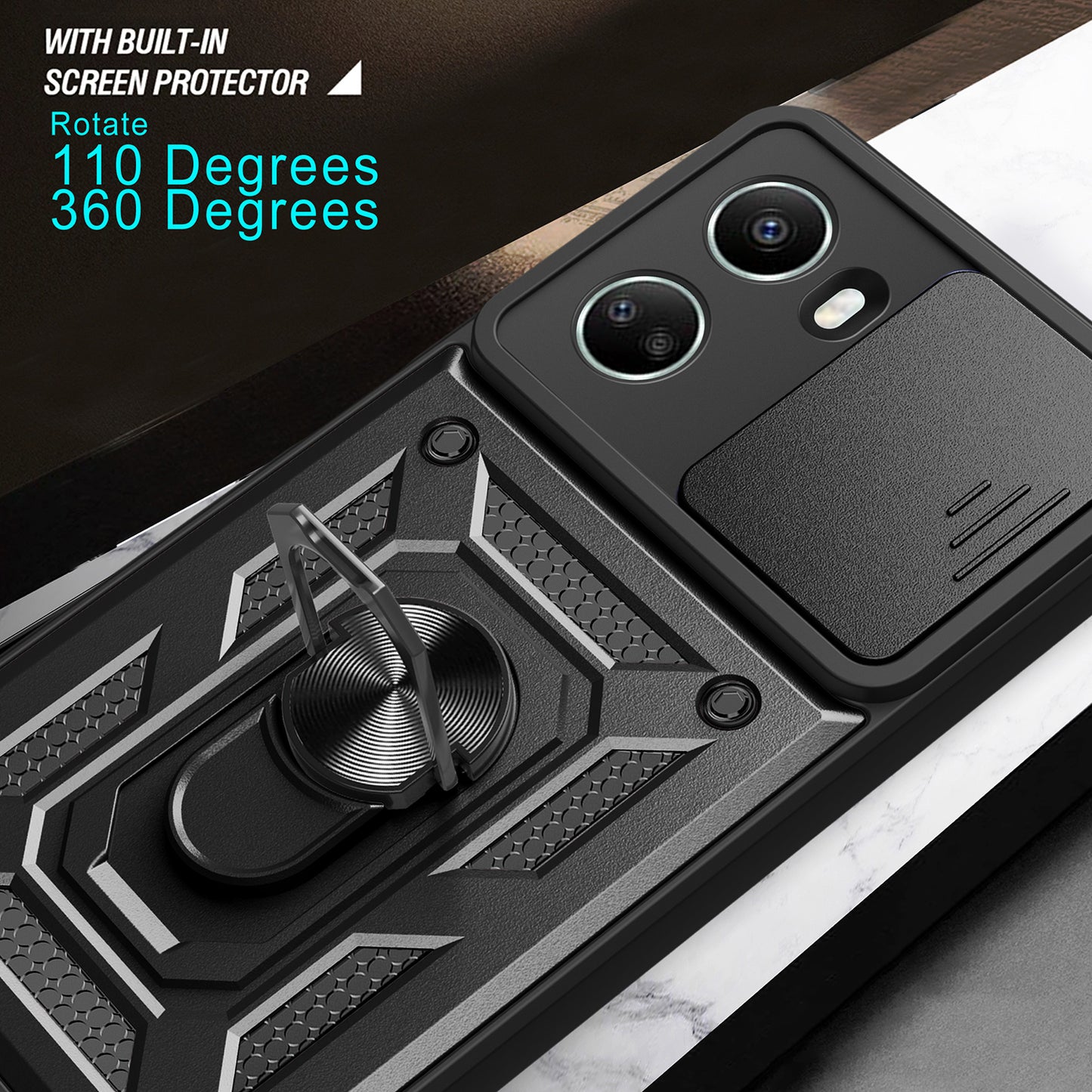 For Huawei nova 10 SE 4G Camera Lens Slide Design Phone Case PC+TPU Kickstand Cover