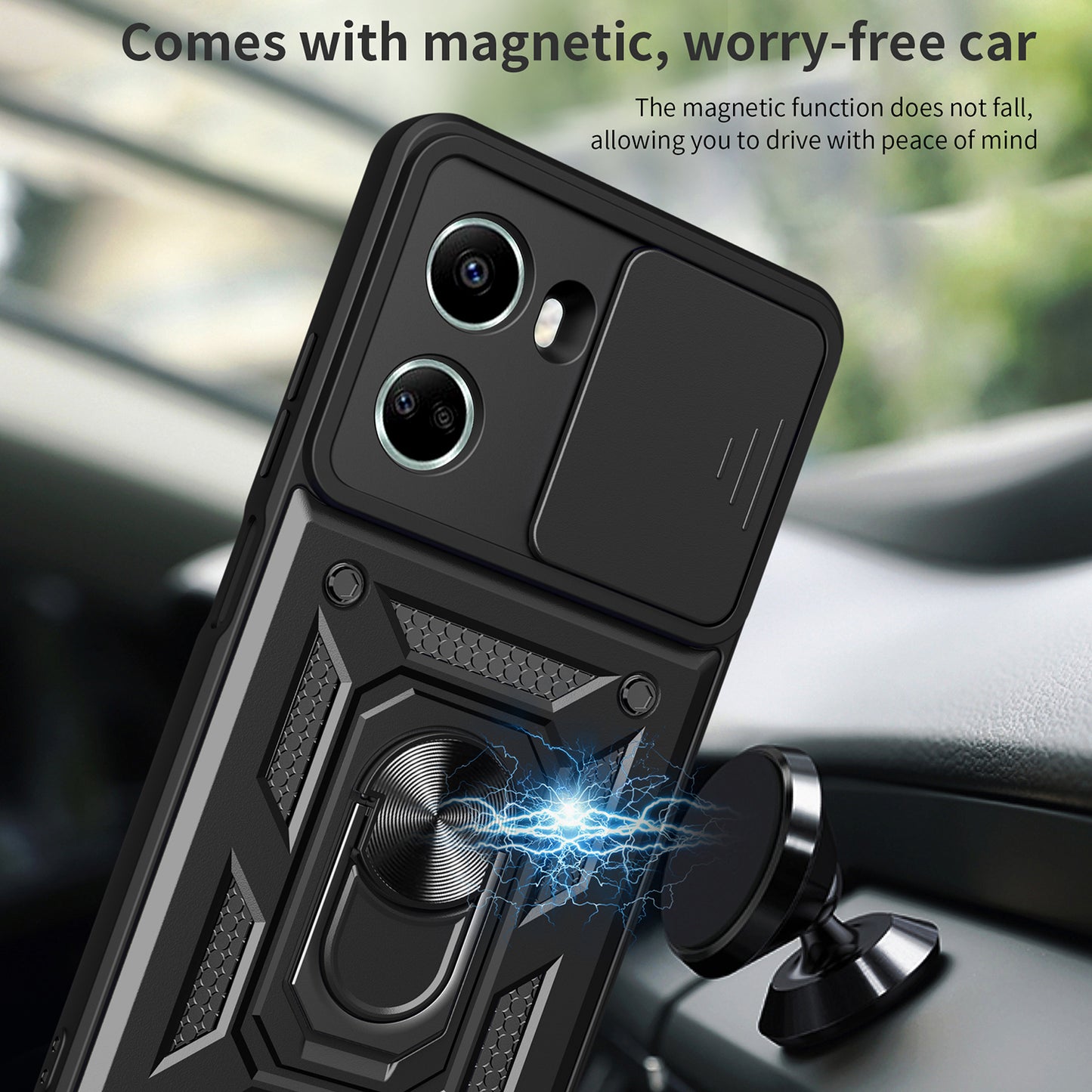 For Huawei nova 10 SE 4G Camera Lens Slide Design Phone Case PC+TPU Kickstand Cover