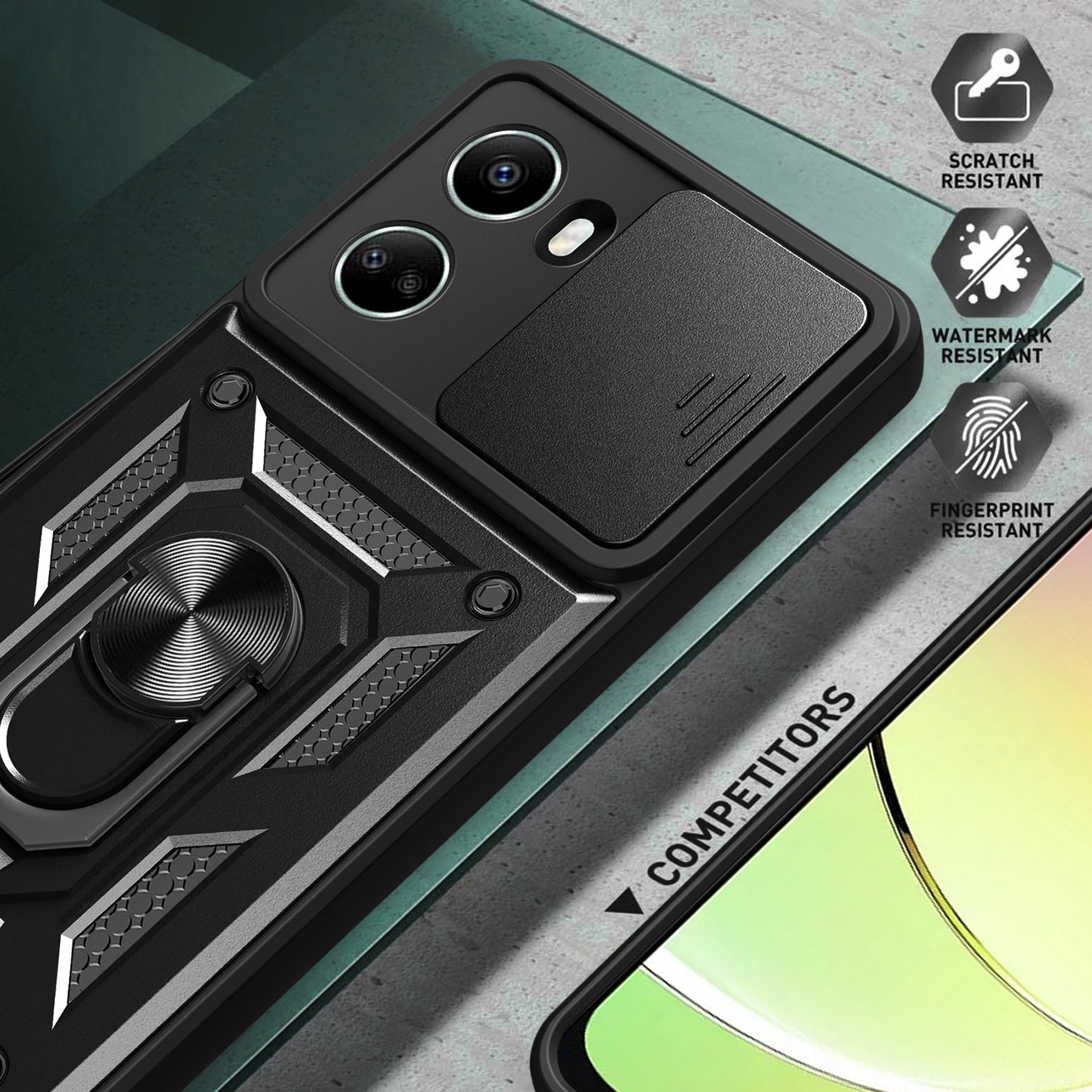 For Huawei nova 10 SE 4G Camera Lens Slide Design Phone Case PC+TPU Kickstand Cover