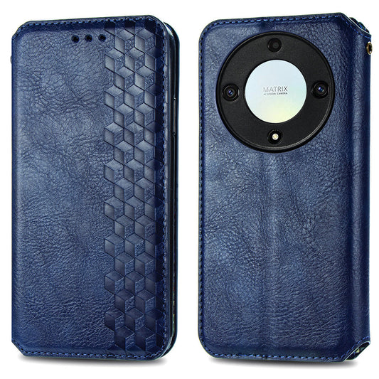 For Honor X40 5G / X9a 5G / Magic5 Lite 5G Rhombus Imprint Shockproof Cover Leather Wallet Stand Phone Case