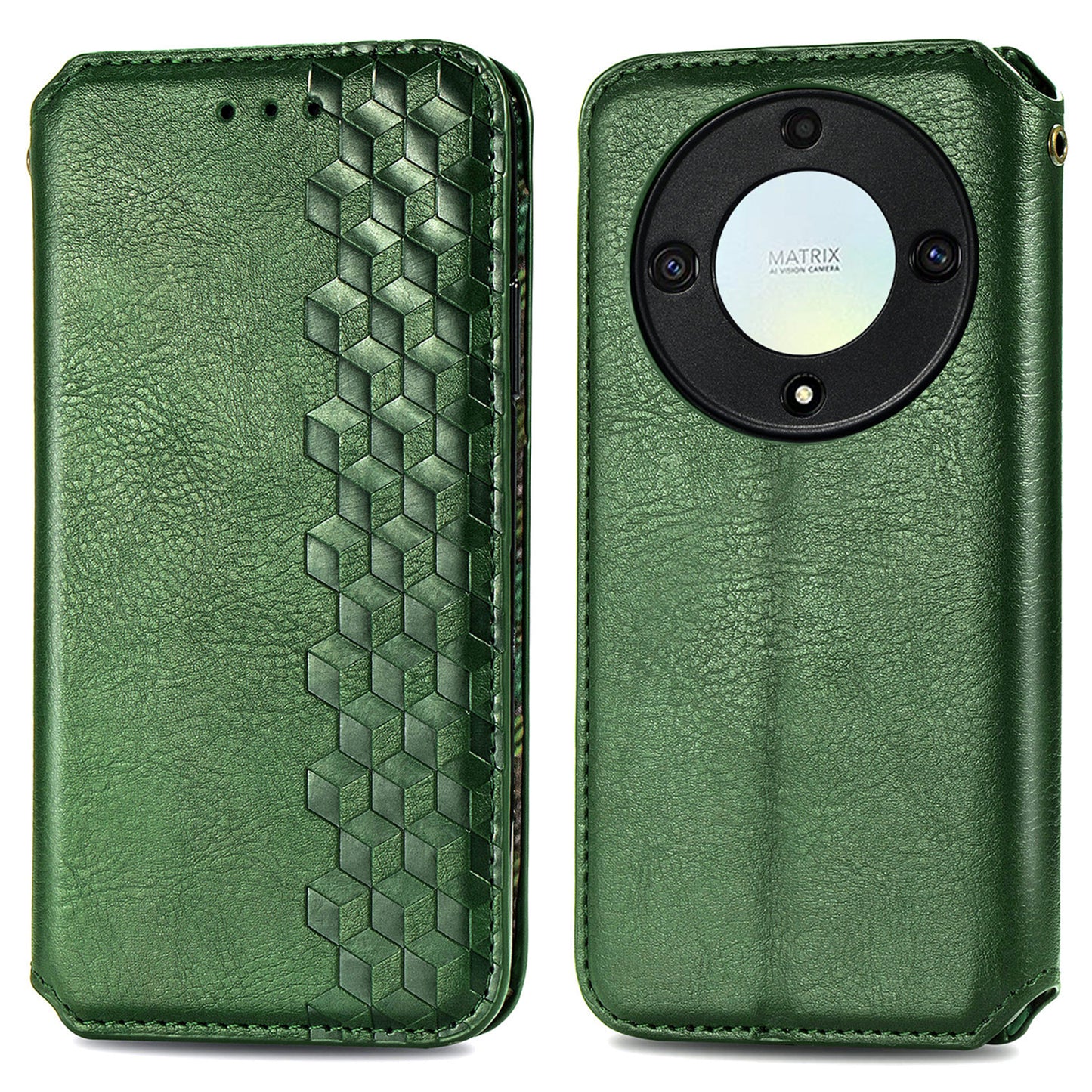 For Honor X40 5G / X9a 5G / Magic5 Lite 5G Rhombus Imprint Shockproof Cover Leather Wallet Stand Phone Case