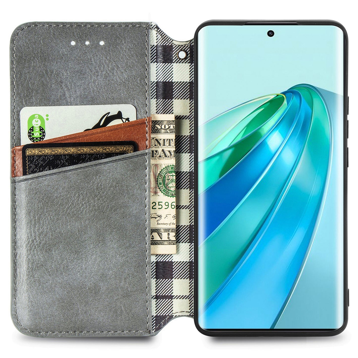 For Honor X40 5G / X9a 5G / Magic5 Lite 5G Rhombus Imprint Shockproof Cover Leather Wallet Stand Phone Case
