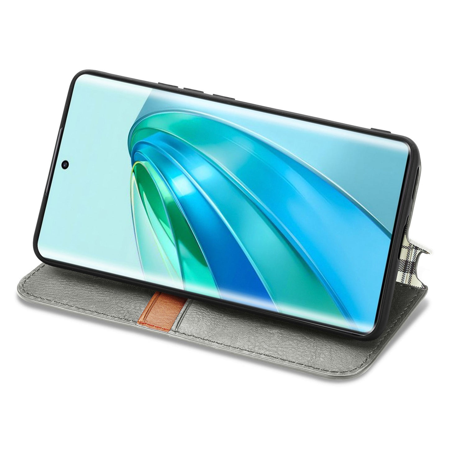 For Honor X40 5G / X9a 5G / Magic5 Lite 5G Rhombus Imprint Shockproof Cover Leather Wallet Stand Phone Case
