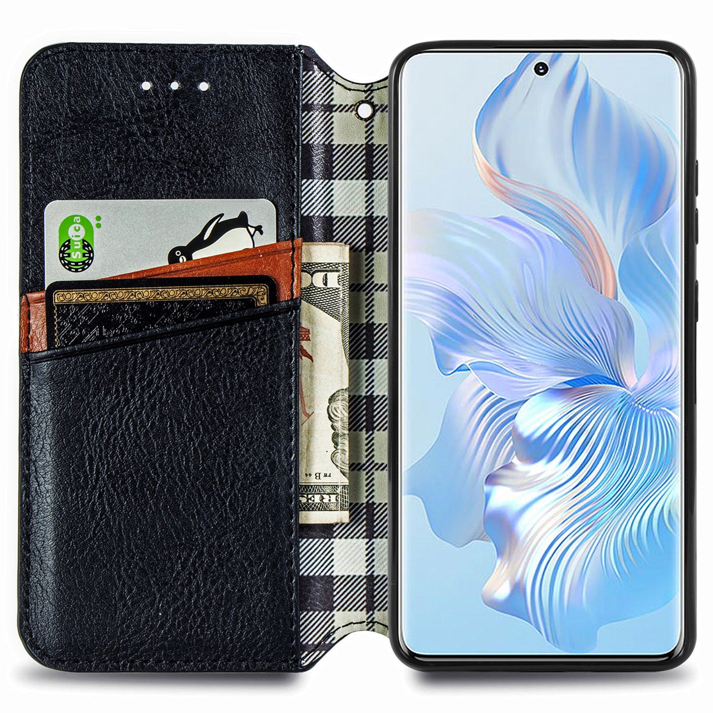 For Honor 80 5G TPU+PU Leather Wallet Phone Cover Imprinted Rhombus Stand Cell Phone Case