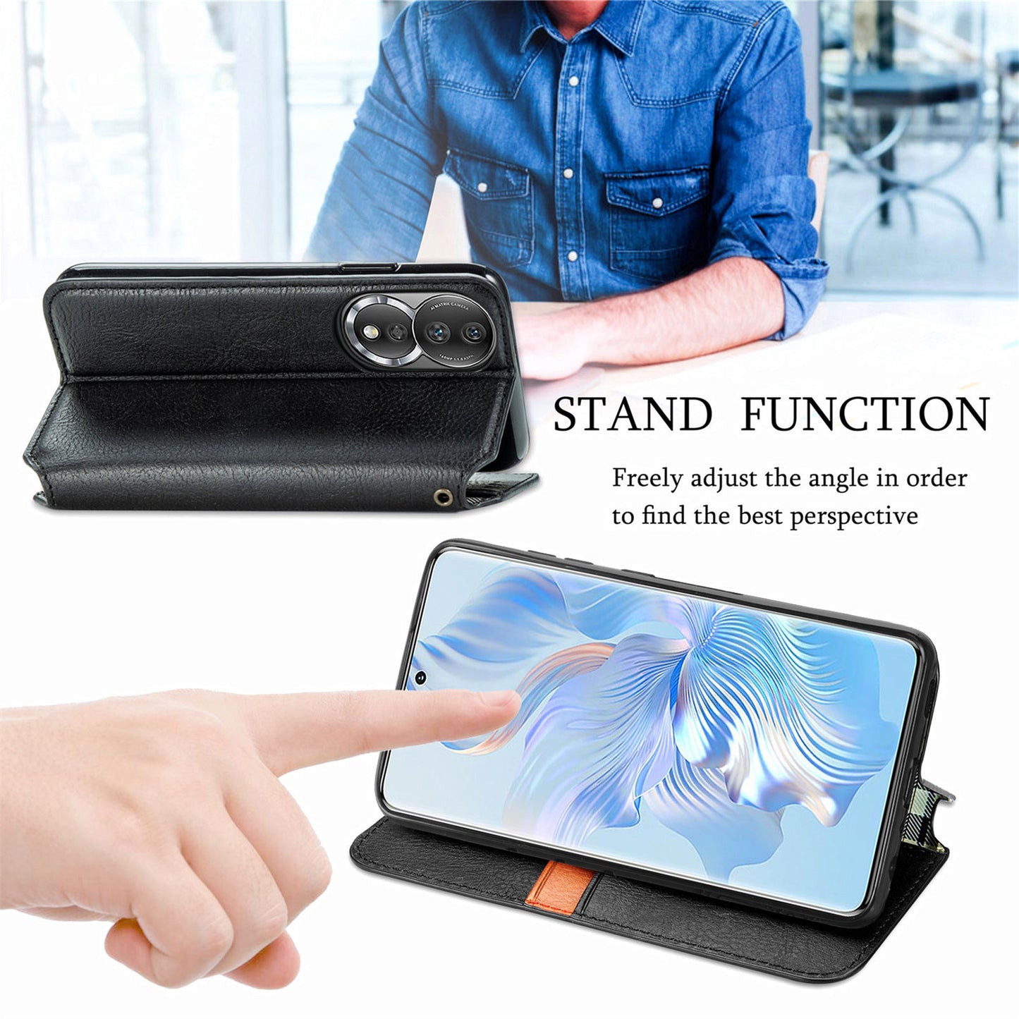 For Honor 80 5G TPU+PU Leather Wallet Phone Cover Imprinted Rhombus Stand Cell Phone Case