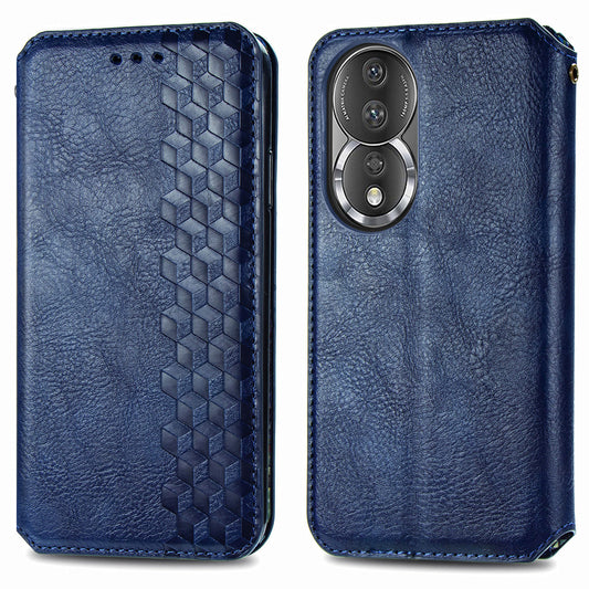 For Honor 80 5G TPU+PU Leather Wallet Phone Cover Imprinted Rhombus Stand Cell Phone Case