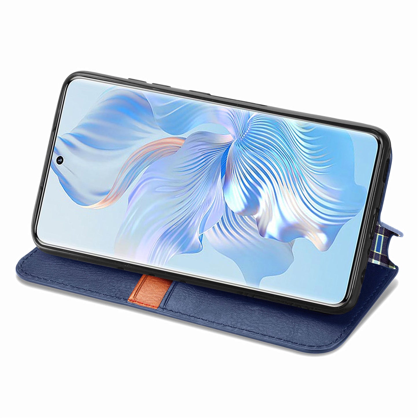 For Honor 80 5G TPU+PU Leather Wallet Phone Cover Imprinted Rhombus Stand Cell Phone Case