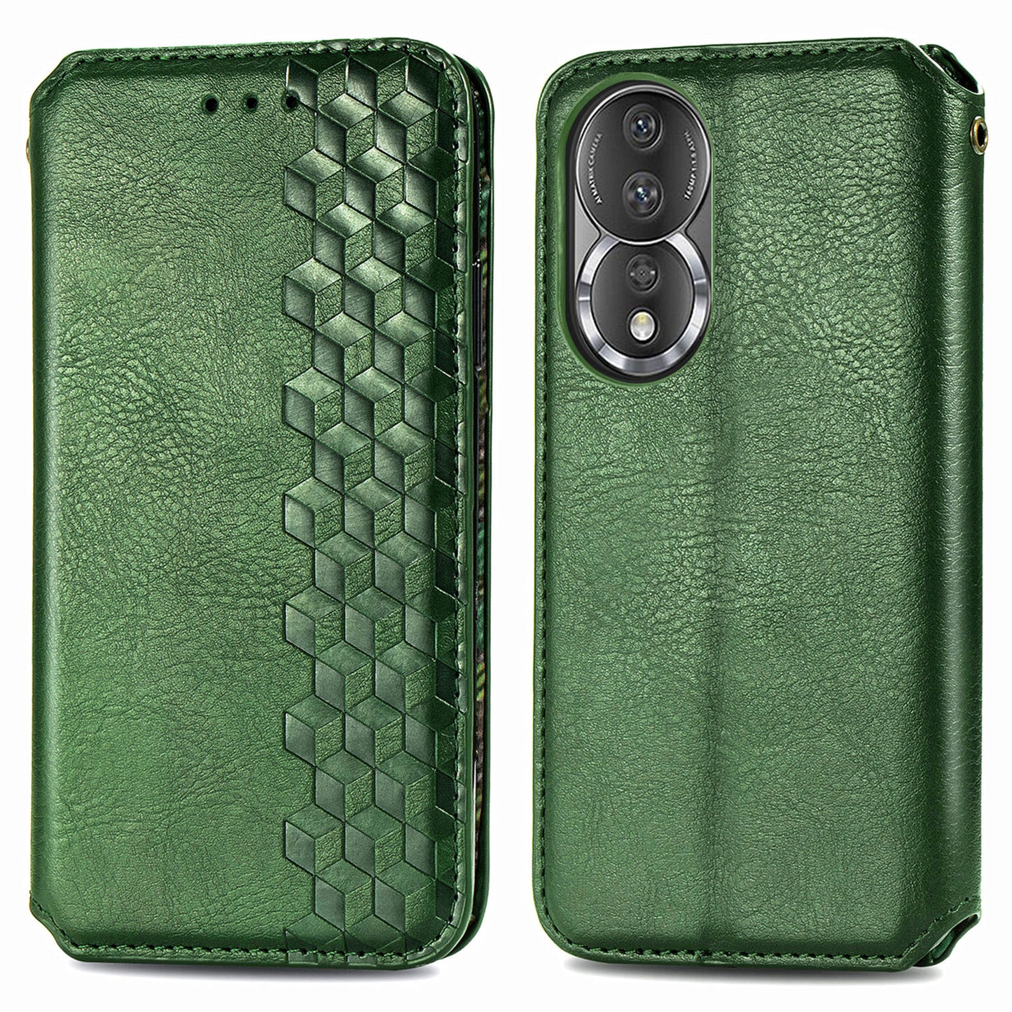 For Honor 80 5G TPU+PU Leather Wallet Phone Cover Imprinted Rhombus Stand Cell Phone Case