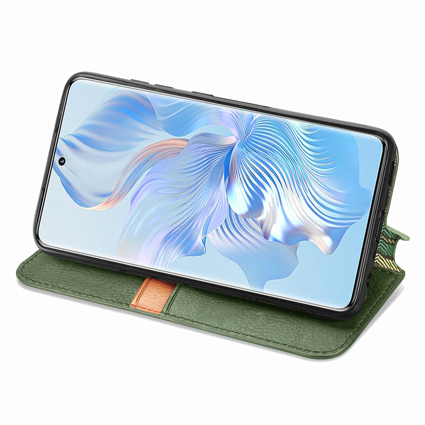 For Honor 80 5G TPU+PU Leather Wallet Phone Cover Imprinted Rhombus Stand Cell Phone Case