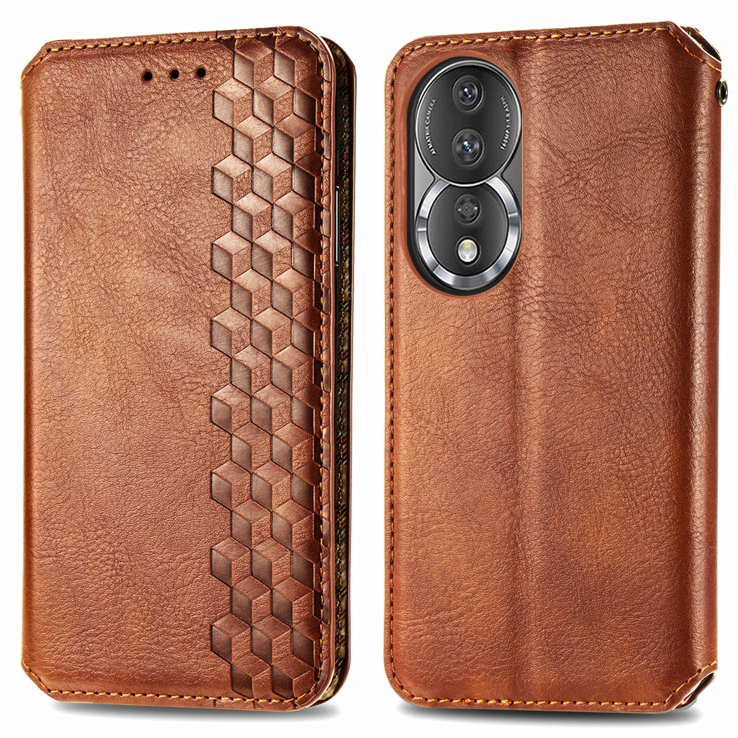 For Honor 80 5G TPU+PU Leather Wallet Phone Cover Imprinted Rhombus Stand Cell Phone Case