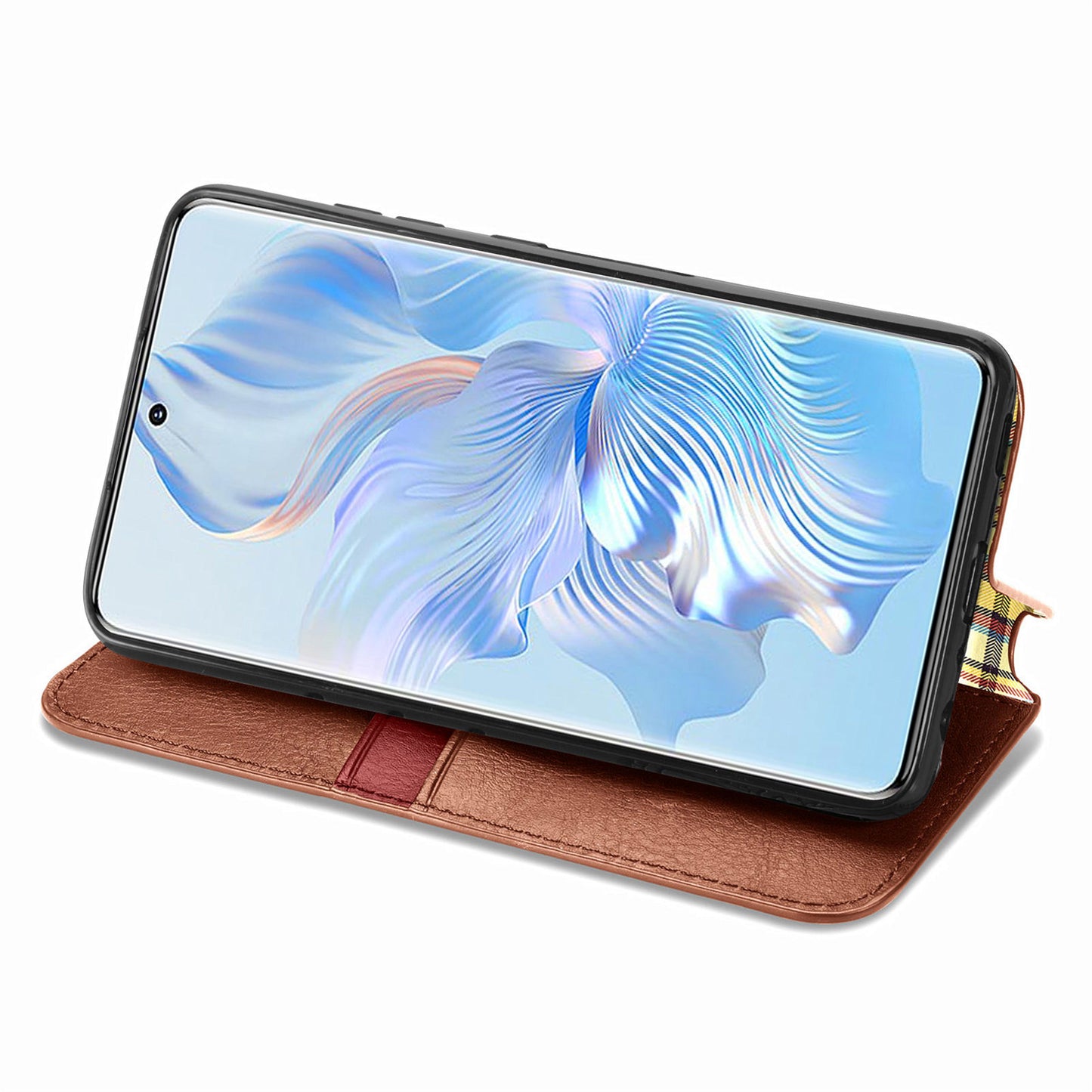For Honor 80 5G TPU+PU Leather Wallet Phone Cover Imprinted Rhombus Stand Cell Phone Case