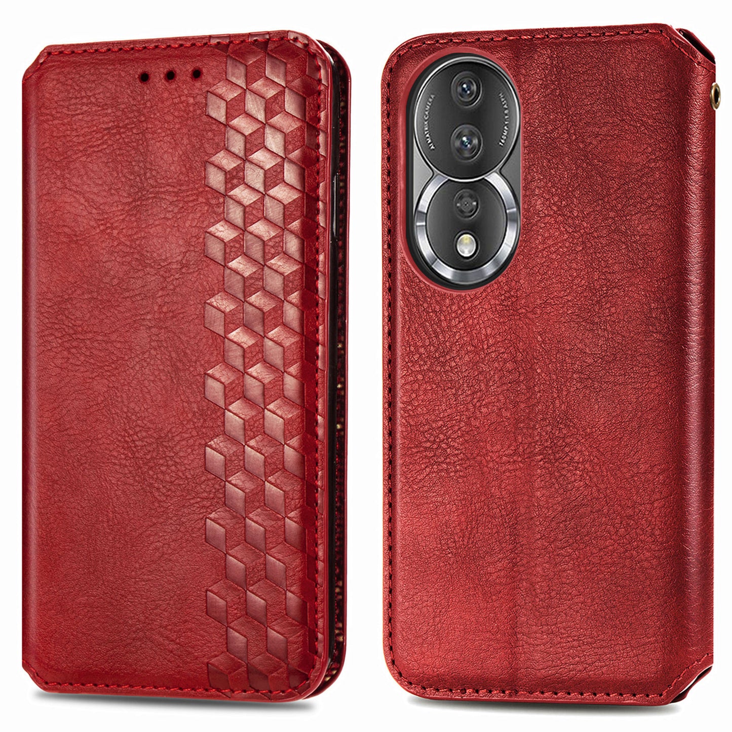 For Honor 80 5G TPU+PU Leather Wallet Phone Cover Imprinted Rhombus Stand Cell Phone Case