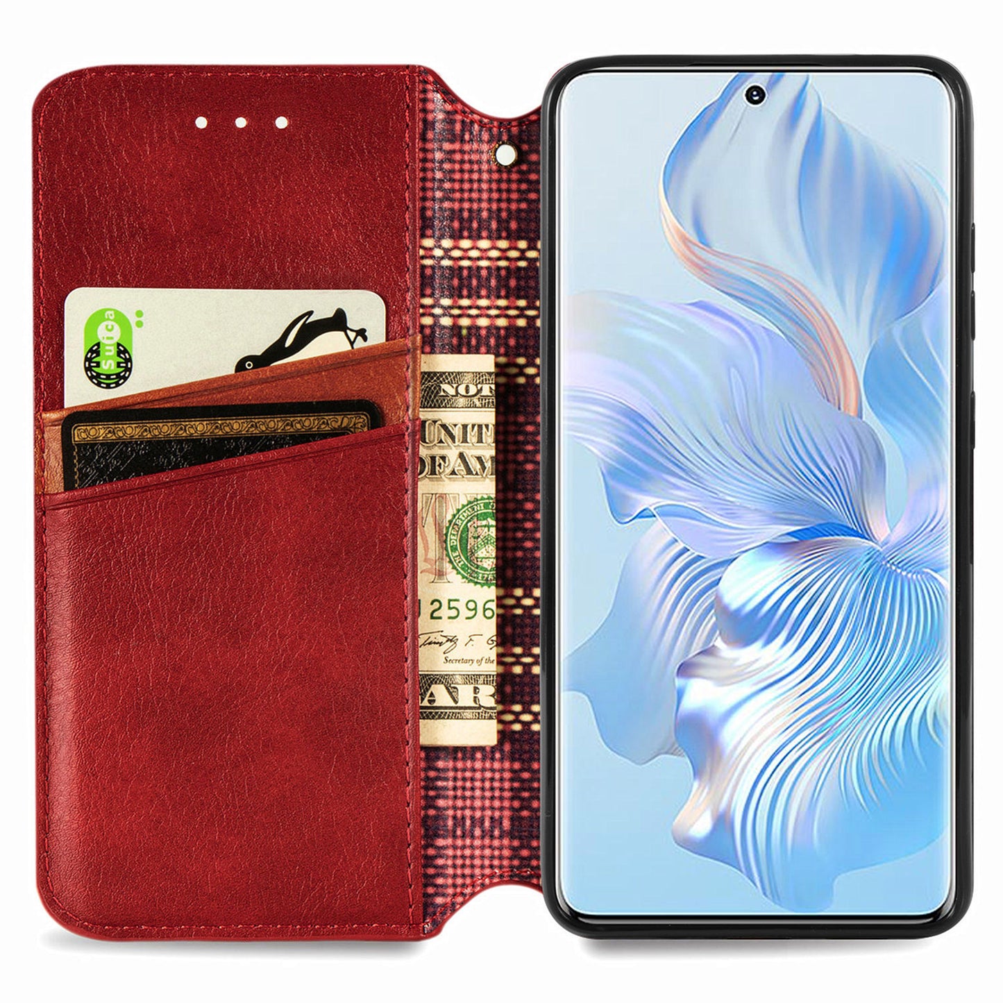 For Honor 80 5G TPU+PU Leather Wallet Phone Cover Imprinted Rhombus Stand Cell Phone Case