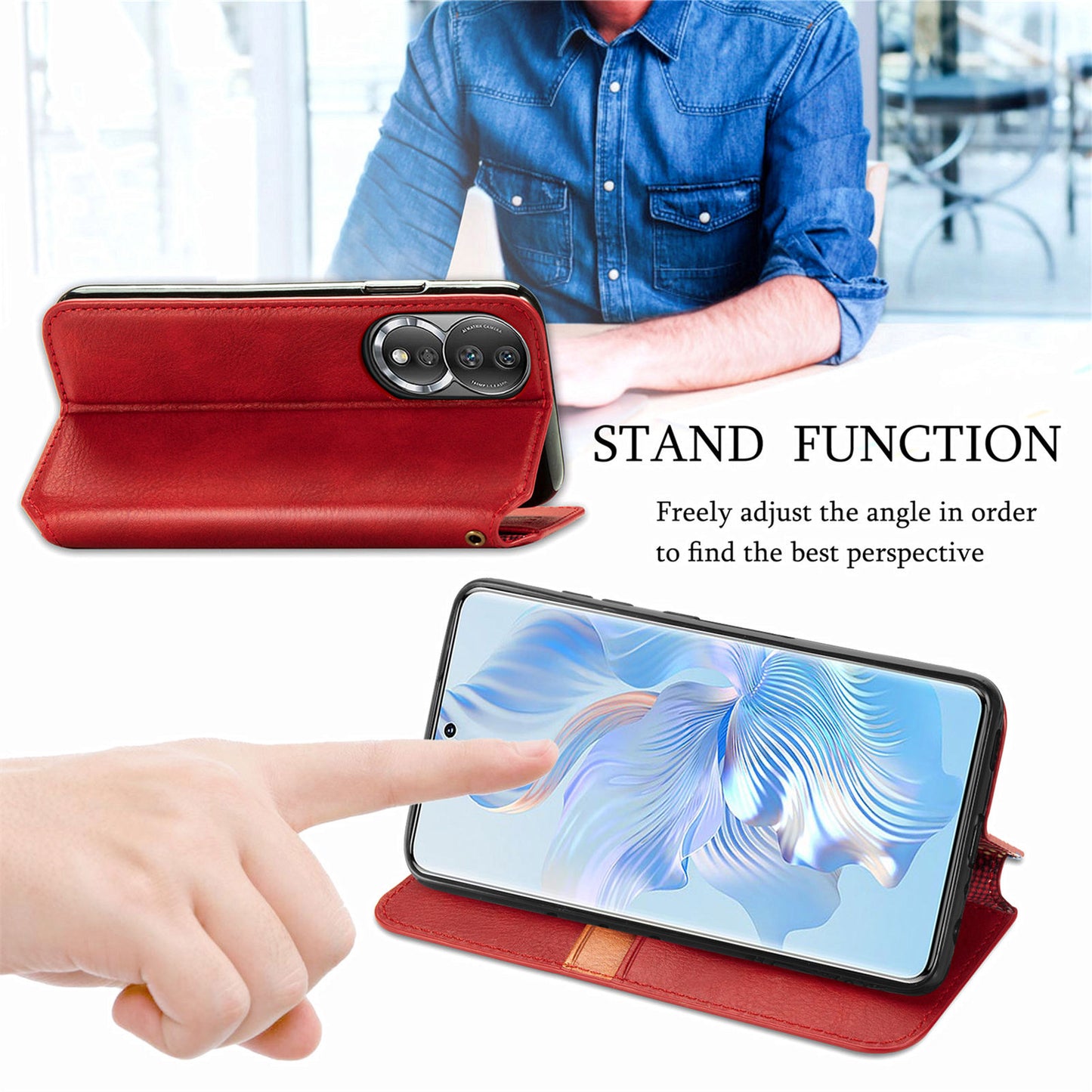 For Honor 80 5G TPU+PU Leather Wallet Phone Cover Imprinted Rhombus Stand Cell Phone Case