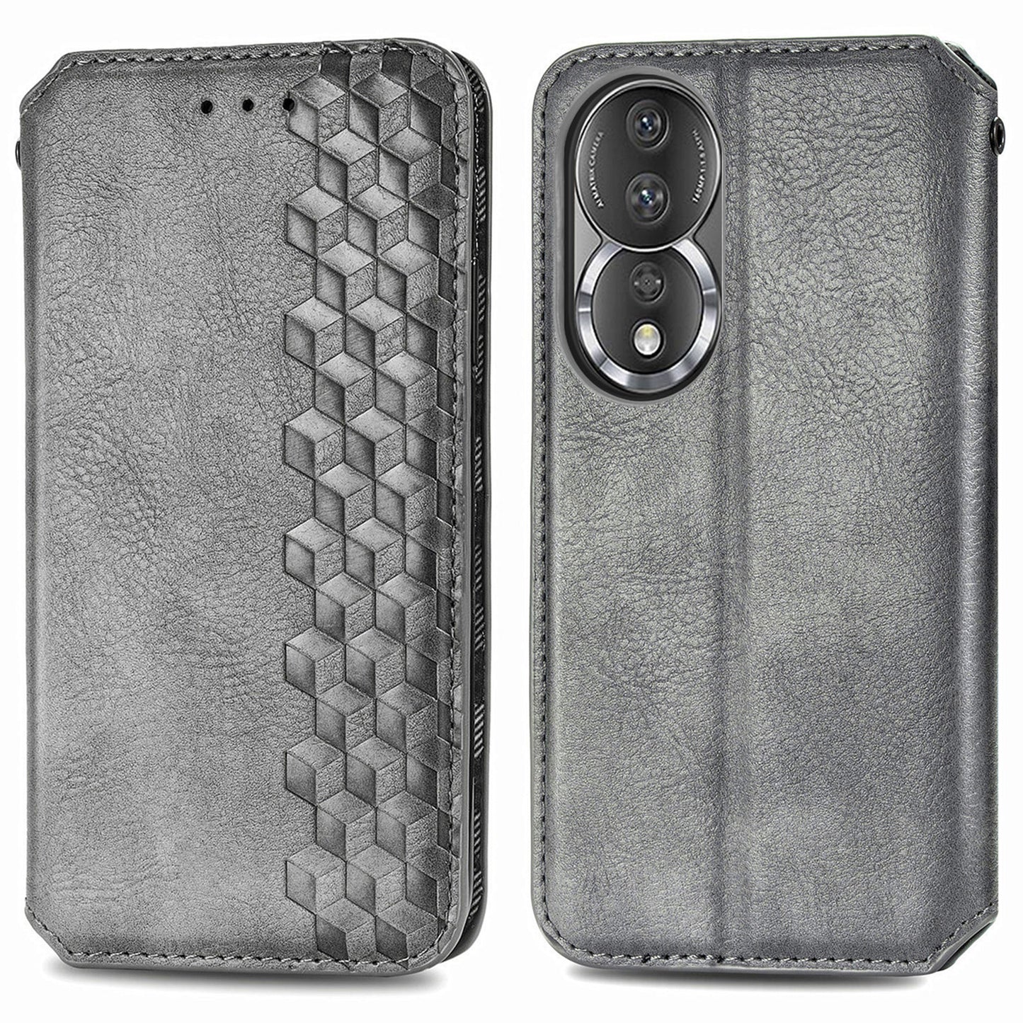 For Honor 80 5G TPU+PU Leather Wallet Phone Cover Imprinted Rhombus Stand Cell Phone Case