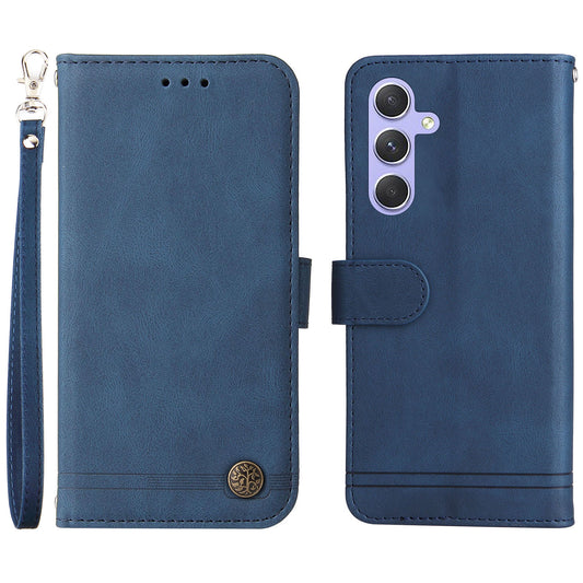 For Samsung Galaxy M54 5G / F54 5G PU Leather Skin-touch Phone Case Imprinted Lines Stand Wallet Cover