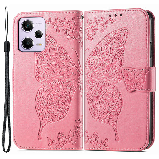 Flip Wallet Case for Xiaomi Redmi Note 12 Pro 5G / Note 12 Pro Speed 5G / Poco X5 Pro 5G , PU Leather Imprinting Butterfly Stand Phone Cover