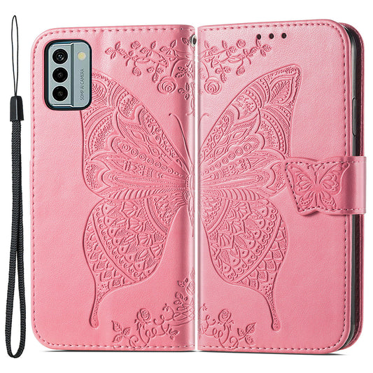For Nokia G22 Wallet Flip Folio Cover PU Leather Stand Butterfly Imprinted Phone Case