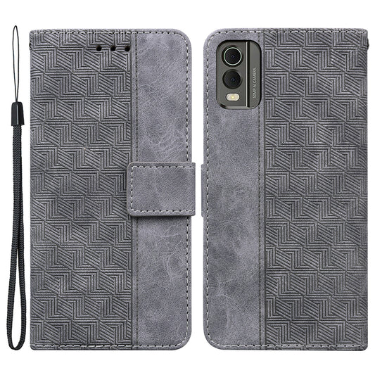 For Nokia C32 Wallet Phone Case PU Leather Geometry Pattern Imprinted Stand Flip Cover
