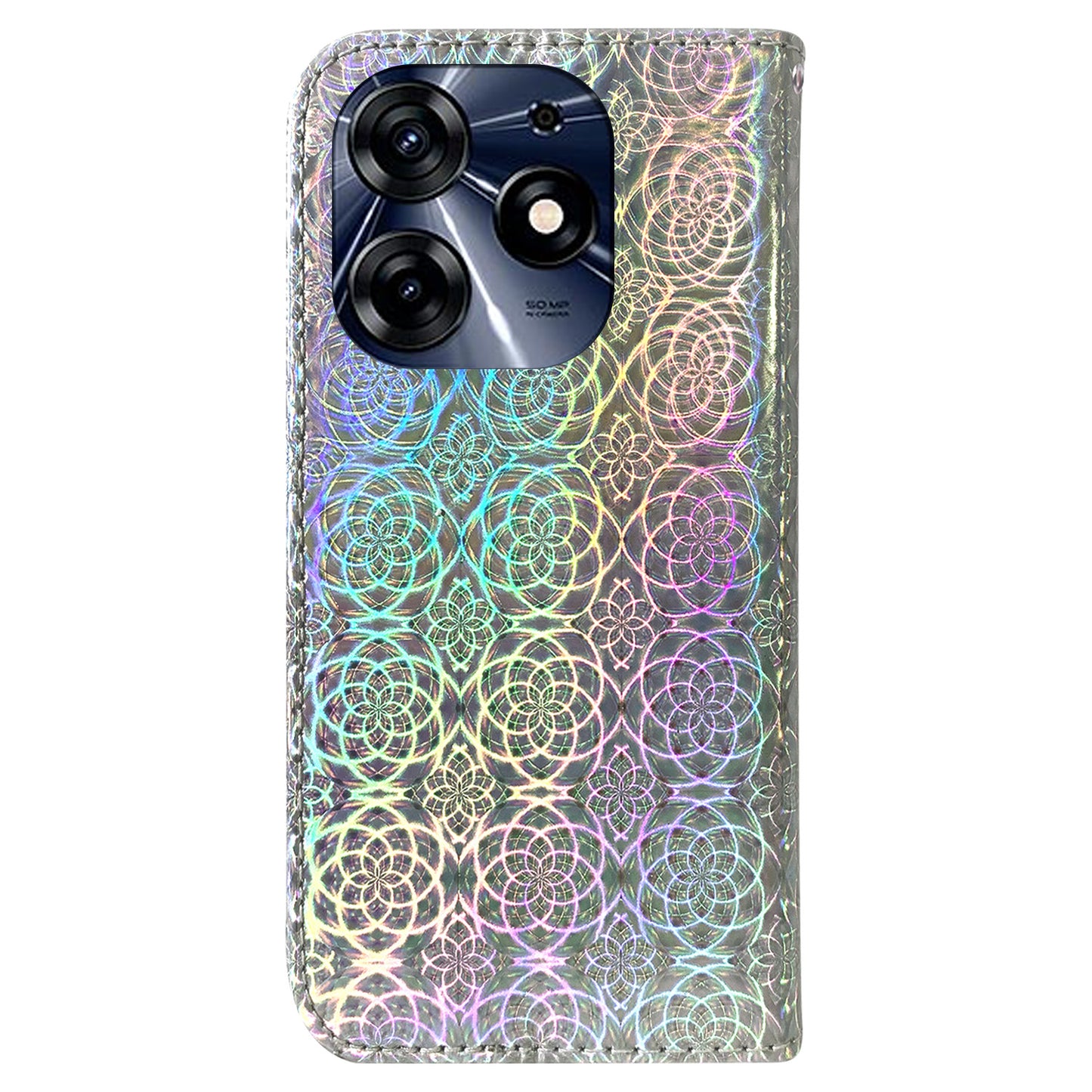 For Tecno Spark 10 Pro PU Leather Wallet Case Dazzling Flower Pattern Stand Protective Phone Cover