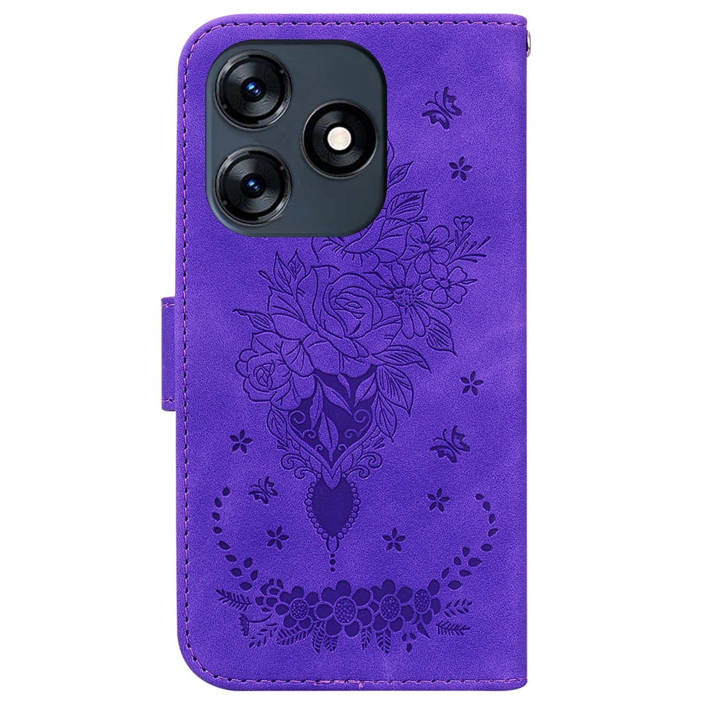 For Tecno Spark 10 4G / Spark 10C 4G Phone Wallet Case PU Leather Stand Butterfly Imprinted Cover