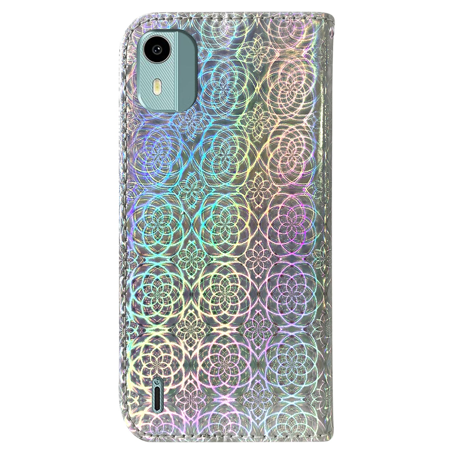 For Nokia C12 4G / C12 Plus / C12 Pro Dazzling Flower Pattern Leather Wallet Phone Case with Stand