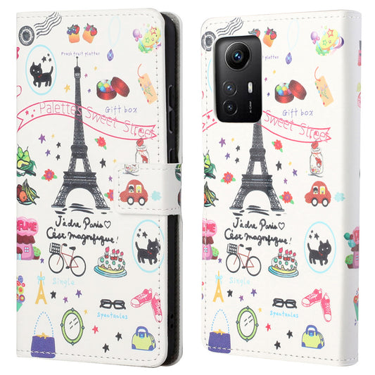 For Xiaomi Redmi Note 12S 4G Leather Phone Cover Pattern Printing Phone Case with Stand Wallet