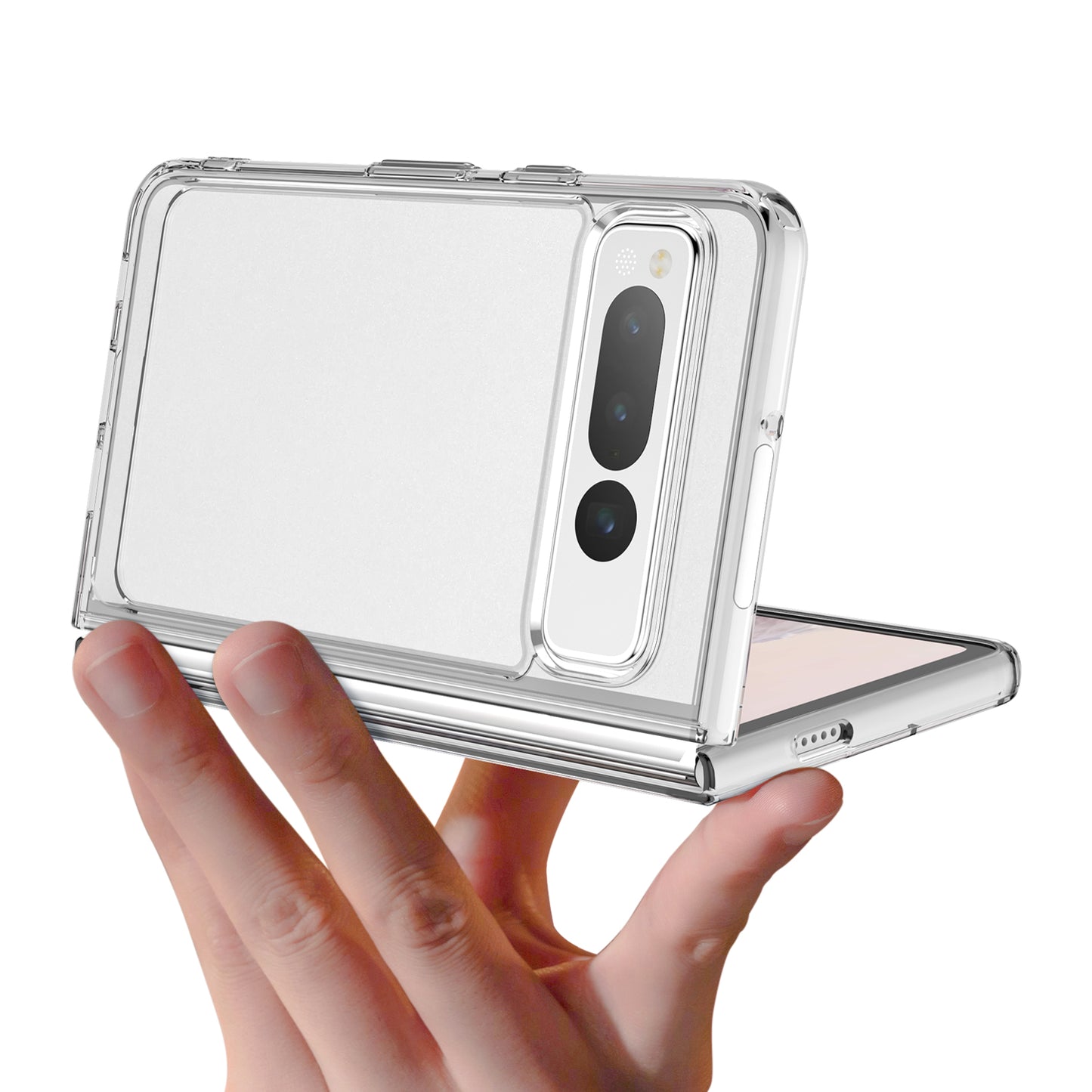 For Google Pixel Fold Clear Back Case Anti-Scratch TPU+Acrylic Phone Cover