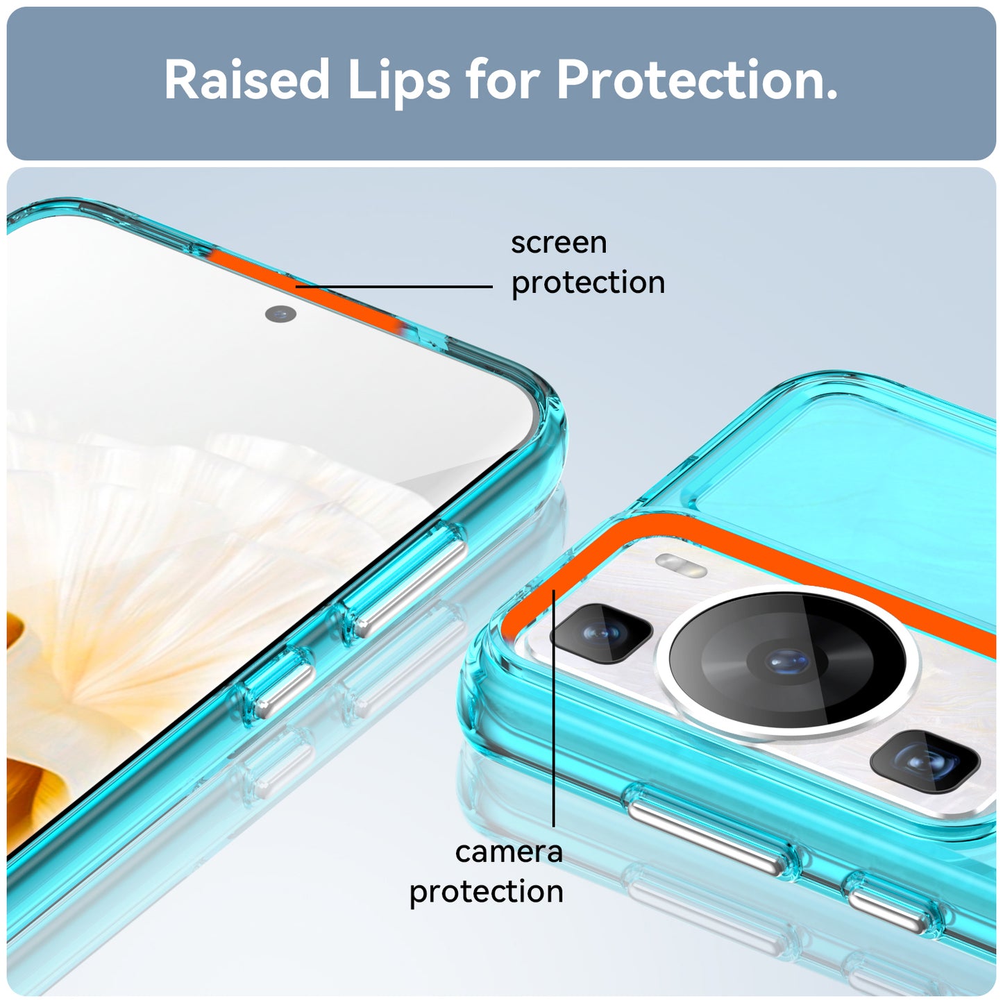 For Huawei P60 / P60 Pro Candy Series Anti-fall Air Cushions Clear TPU Phone Case Back Protector Cover