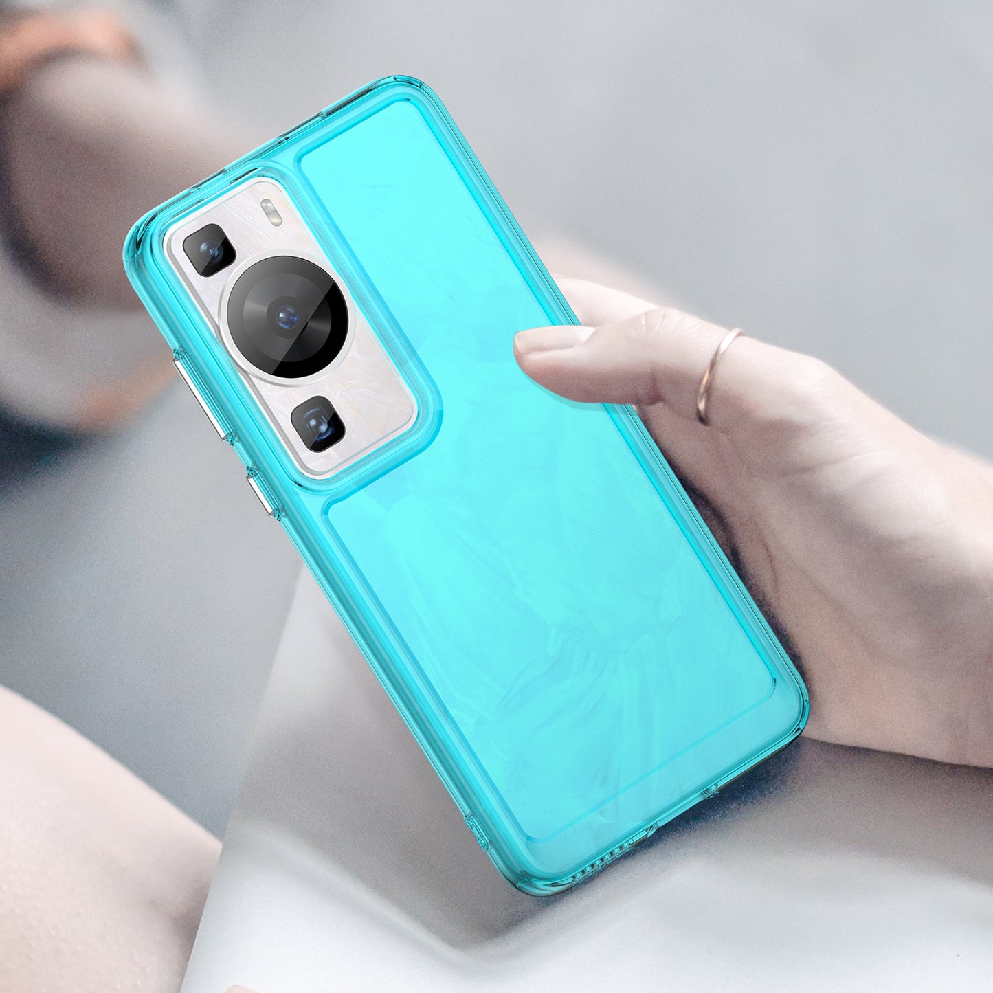For Huawei P60 / P60 Pro Candy Series Anti-fall Air Cushions Clear TPU Phone Case Back Protector Cover