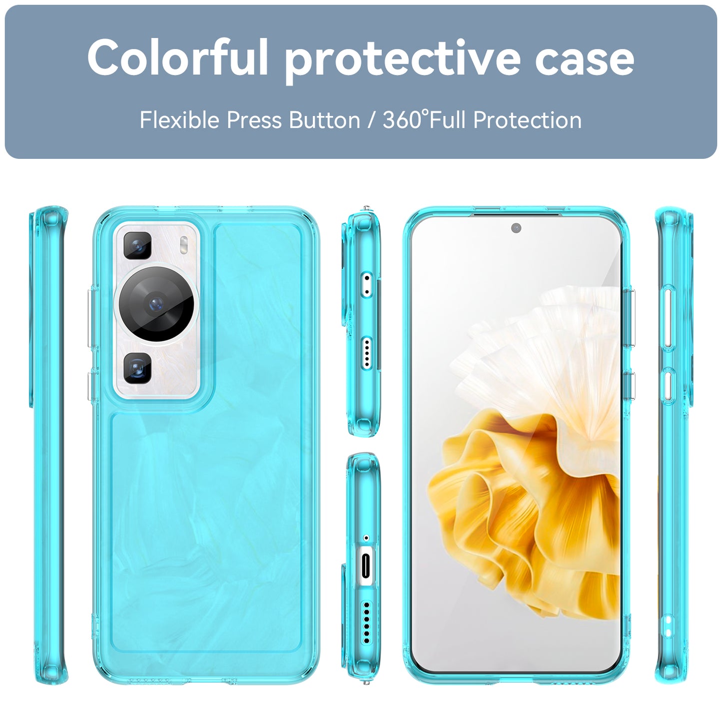 For Huawei P60 / P60 Pro Candy Series Anti-fall Air Cushions Clear TPU Phone Case Back Protector Cover